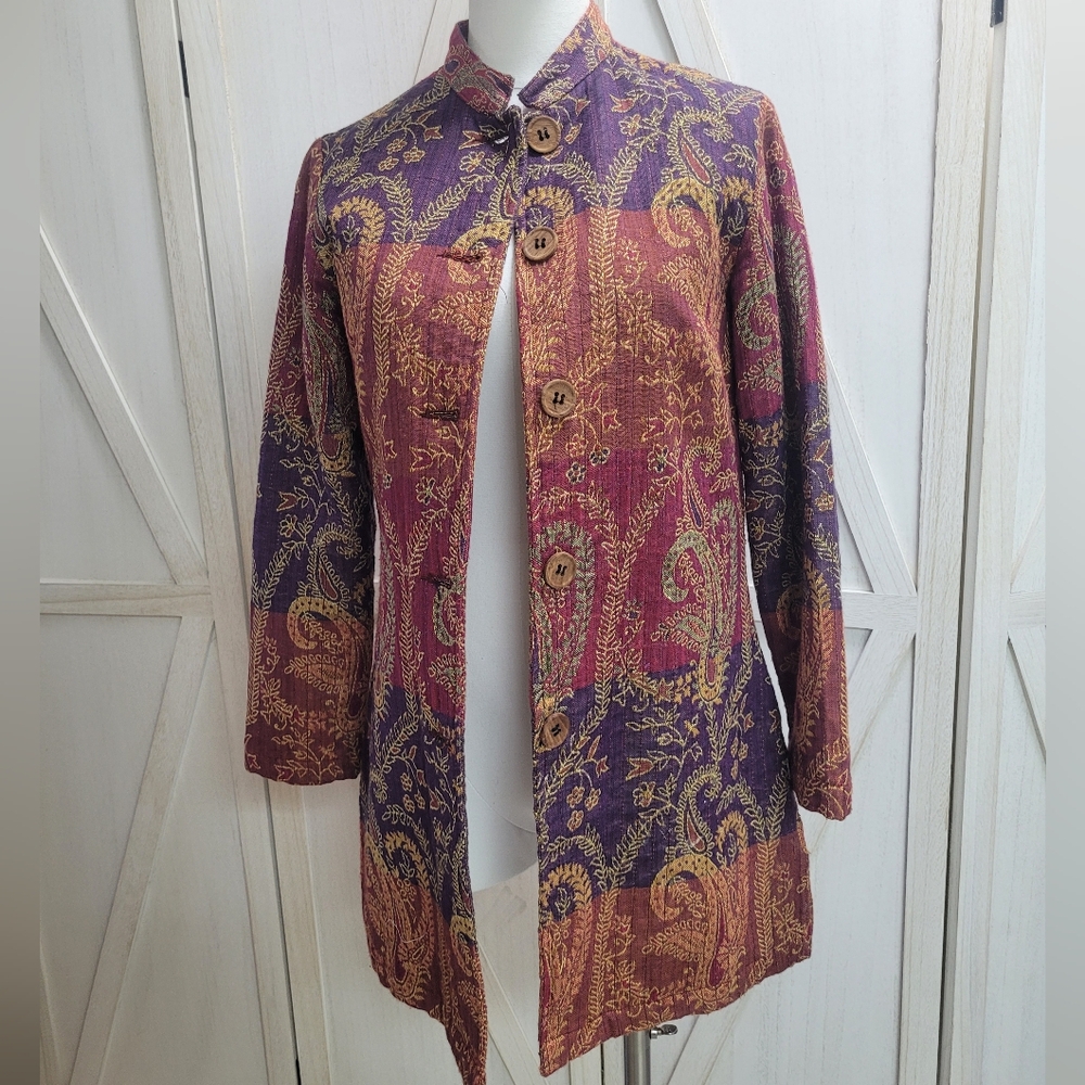 Coldwater Creek Patchwork‎ Quilted Long Jacket